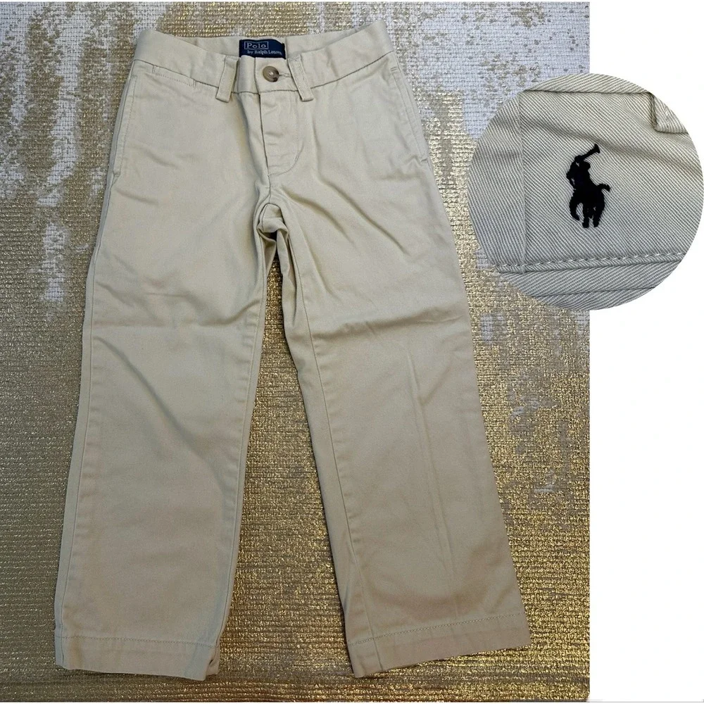 POLO RALPH LAUREN Toddler Boys Beige Khaki Chino Pants Preppy Dressy Casual 3T